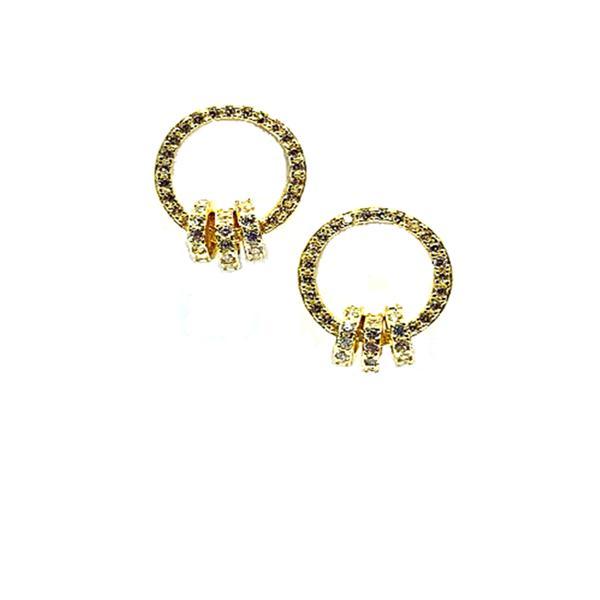 Open Circle Pave Stud Earring with 3 Interlocking Circles: Gold Vermeil (EGP4566) Earrings athenadesigns Gold 