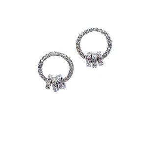 Open Circle Pave Stud Earring with 3 Interlocking Circles: Sterling Silver (EP4566) Earrings athenadesigns 
