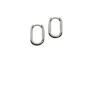 Hoop: Small Rhodium Plated Oval (EH480/S) Earrings athenadesigns 