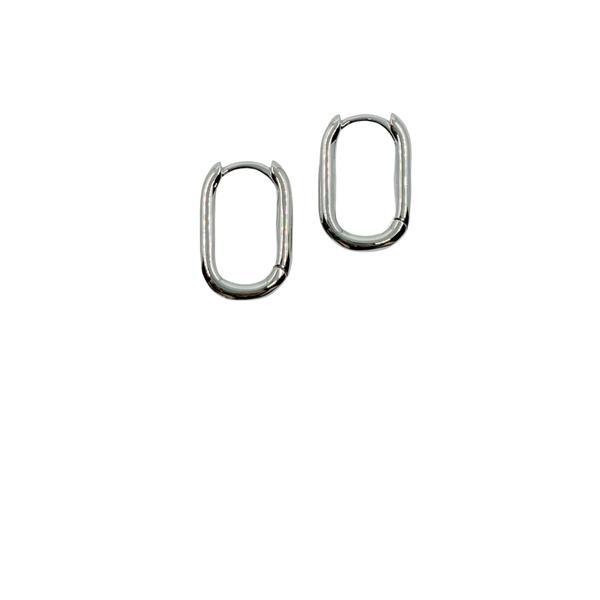 Hoop: Small Rhodium Plated Oval (EH480/S) Earrings athenadesigns 