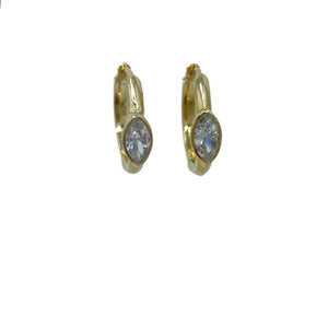 Oval Hoop with Oval CZ: Gold Vermeil (EGH4884) Earrings athenadesigns 