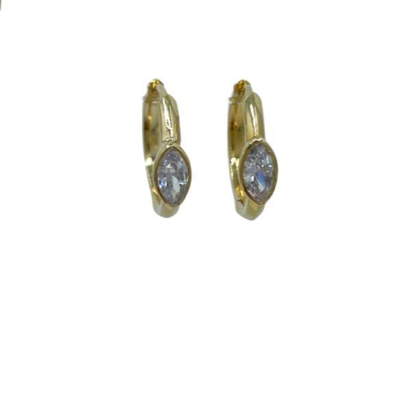 Oval Hoop with Oval CZ: Gold Vermeil (EGH4884) Earrings athenadesigns 