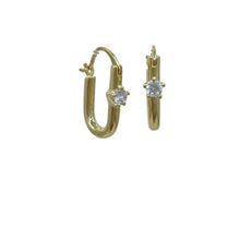 Load image into Gallery viewer, Oval Hoops with CZ Star: Gold Vermeil (EGH4805) Earrings athenadesigns 
