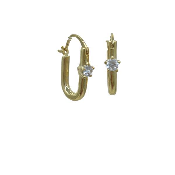 Oval Hoops with CZ Star: Gold Vermeil (EGH4805) Earrings athenadesigns 