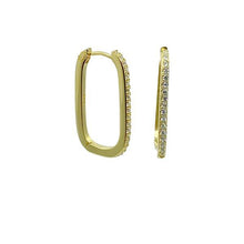 Load image into Gallery viewer, Hoop: Oval Shape in 14kt Over Sterling With Pave Crystal (EGH485) Earrings athenadesigns 
