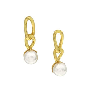 Pearl: Link Chain With Pearl Drop Post Earring (EGP4483) Earrings athenadesigns 