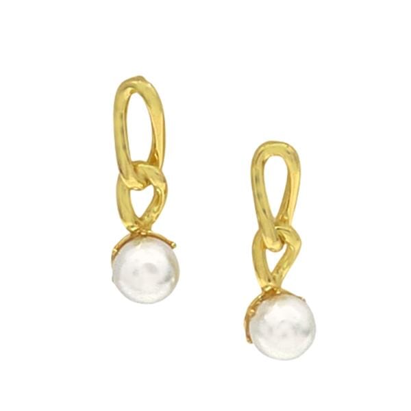 Pearl: Link Chain With Pearl Drop Post Earring (EGP4483) Earrings athenadesigns 