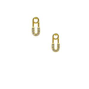 Safety Pin Studs: Micro Pave Cz and Gold Vermeil (EGP48SFTY) Earrings athenadesigns 