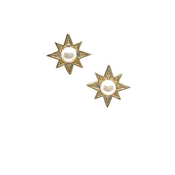 Starburst With Pearl Center: CZ and 18kt Gold Fill (EGP435STR) Earrings athenadesigns 