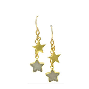 Star Earrings: Gold Fill and Stone: White Druzy (EGCH47DZW) Earrings athenadesigns 