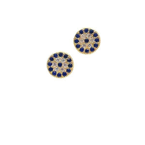 Evil Eye Round CZ Pave Studs: Gold Vermeil (EGP465EE) Earrings athenadesigns 