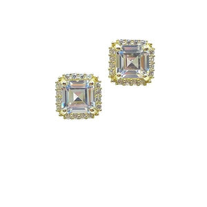 CZ Faceted Square Post Earrings : Gold Vermeil (EGP4885) Earrings athenadesigns 