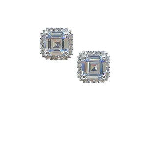 CZ Faceted Square Post Earrings : Sterling (ESP4885) Earrings athenadesigns 