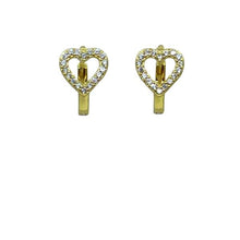 Load image into Gallery viewer, Small Hoop With Open Pave Heart: Gold Vermeil (EGH45HRT) Earrings athenadesigns 
