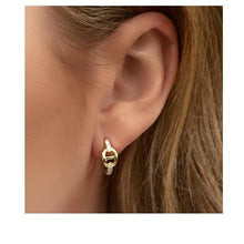 Load image into Gallery viewer, Link Pave Hoop: Gold Vermeil (EGH4858) Earrings athenadesigns 

