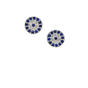 Evil Eye Round CZ Pave Studs: Sterling (ESP465EE) Earrings athenadesigns 