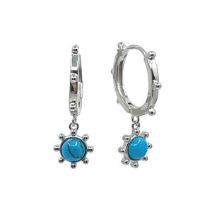 Hoop Earring with Turquoise Stone: Sterling (EH470TQ) Earrings athenadesigns 