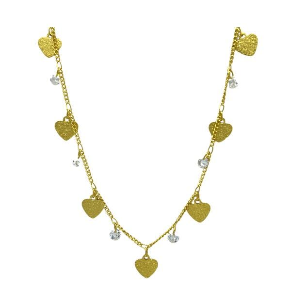 Brushed Hearts and Crystal Necklace (NGCL45HRT) Necklaces athenadesigns 