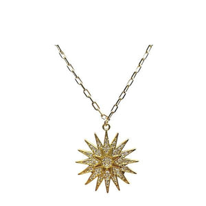 Starburst 18kt Gold Fill CZ Micropave Necklace (NGCP465STR) Necklaces athenadesigns 