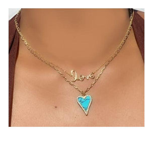 Heart Necklace With Turquoise (NGCP675TQ) Necklaces athenadesigns 