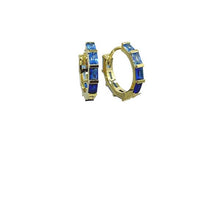 Load image into Gallery viewer, Small Huggie With &#39;Ombre&#39; Blue Baguettes: Gold Vermeil (EGH454B) Earrings athenadesigns 
