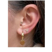 Load image into Gallery viewer, Tiny Crystal Laurel Post Earring: Gold Vermeil (EGP45LRL) Earrings athenadesigns 
