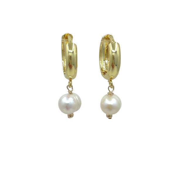 Hoop With Fresh Water Pearl: 18kt Gold Fill (EGH3004) Earrings athenadesigns 