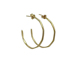 Hoops With Post: "Bamboo" Pattern: Gold Vermeil (EGHP400) Earrings athenadesigns 