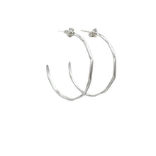Load image into Gallery viewer, Hoops With Post: &quot;Bamboo&quot; Pattern: Sterling Silver (EHP400) Earrings athenadesigns 
