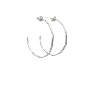 Hoops With Post: "Bamboo" Pattern: Sterling Silver (EHP400) Earrings athenadesigns 