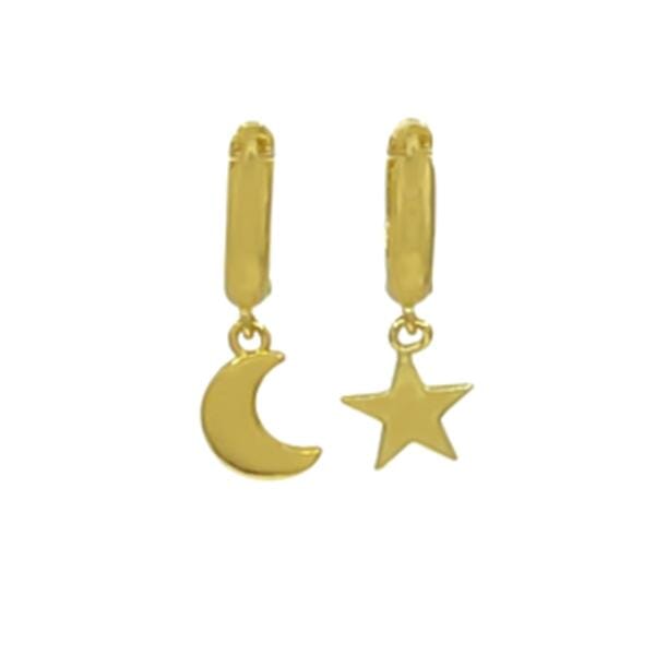 Hoops: Star and Moon: 18kt Gold Fill (EGH40MNST) Earrings athenadesigns 