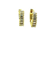 Load image into Gallery viewer, Tiny Huggie With CZ Baguettes: Gold Vermeil (EGH458) Earrings athenadesigns 
