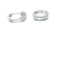 Load image into Gallery viewer, Tiny Huggie With CZ Baguettes: Sterling (EH458) Earrings athenadesigns 
