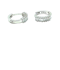 Tiny Huggie With CZ Baguettes: Sterling (EH458) Earrings athenadesigns 