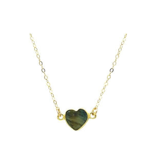 Heart: Semi Precious Stone Necklace: Labradorite (NGCH67LD) Necklaces athenadesigns 