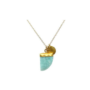 Amazonite 'Horn" Shape With Charm on Gold Plated Chain SALE athenadesigns 