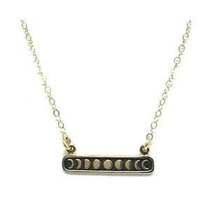 Mixed Metal: Bronze Bar Moon Phase: Gold Fill Chain (NCGP48MN) Necklaces athenadesigns 