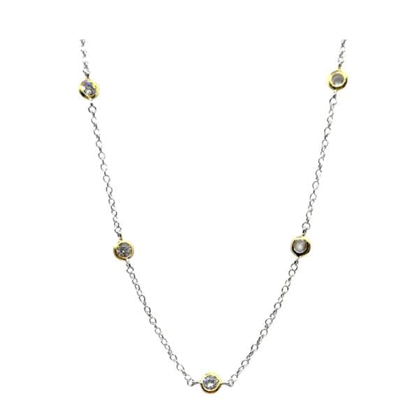 Two tone Plated Chain With Bezel Set CZ's (NCSG445 Necklaces athenadesigns 