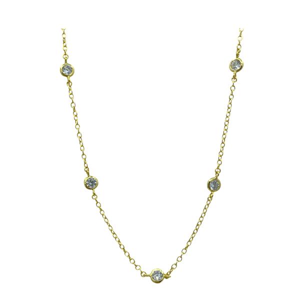 Gold Plated Chain With Bezel Set CZ: 16" or 32" (NCG445/__) Necklaces athenadesigns 16" : NCG445/16 