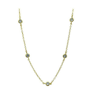 Gold Plated Chain With Bezel Set CZ: 16" or 32" (NCG445/__) Necklaces athenadesigns 16" : NCG445/16 