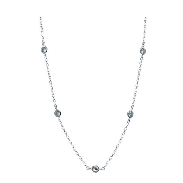Silver Plated Chain With Bezel Set CZ: 16