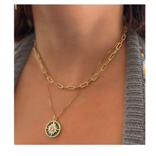 Load image into Gallery viewer, Evil Eye Compass Pendant: 18kt Gold Fill: Turquoise Enamel (NGCP465TQ) Necklaces athenadesigns 
