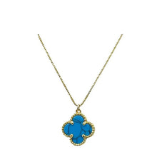 Load image into Gallery viewer, Clover 15mm Turquoise Necklace: 18kt Gold Fill (NGCH478TQ) Necklaces athenadesigns 
