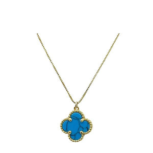 Clover 15mm Turquoise Necklace: 18kt Gold Fill (NGCH478TQ) Necklaces athenadesigns 