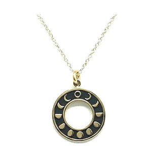 Mixed Metal: Bronze Round Moon Phase: Gold Fill Chain (NCGP460MN) Necklaces athenadesigns 
