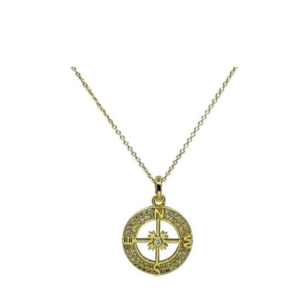Compass With CZ's On14Kt Gold Fill Chain (NGCP45CMPS) Necklaces athenadesigns 