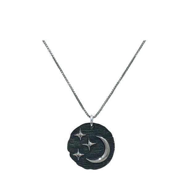 Mixt Metal: Crescent Moon & Star Sterling Necklace (NCP46STRMN) Necklaces Athena Designs 