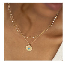 Load image into Gallery viewer, Evil Eye Disk With Turquoise CZ :18kt Gold Fill (NGCP485EE) Necklaces athenadesigns 
