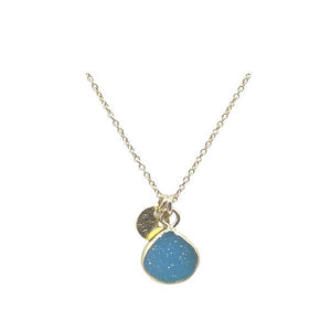 Electroform Druzy Charm Necklace: Blue (NGCH74DZB) Necklaces athenadesigns 