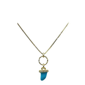 Enamel Tusk On Plated Gold Plated Chain: Turquoise (NGCH485TQ) Fashion Necklace athenadesigns 